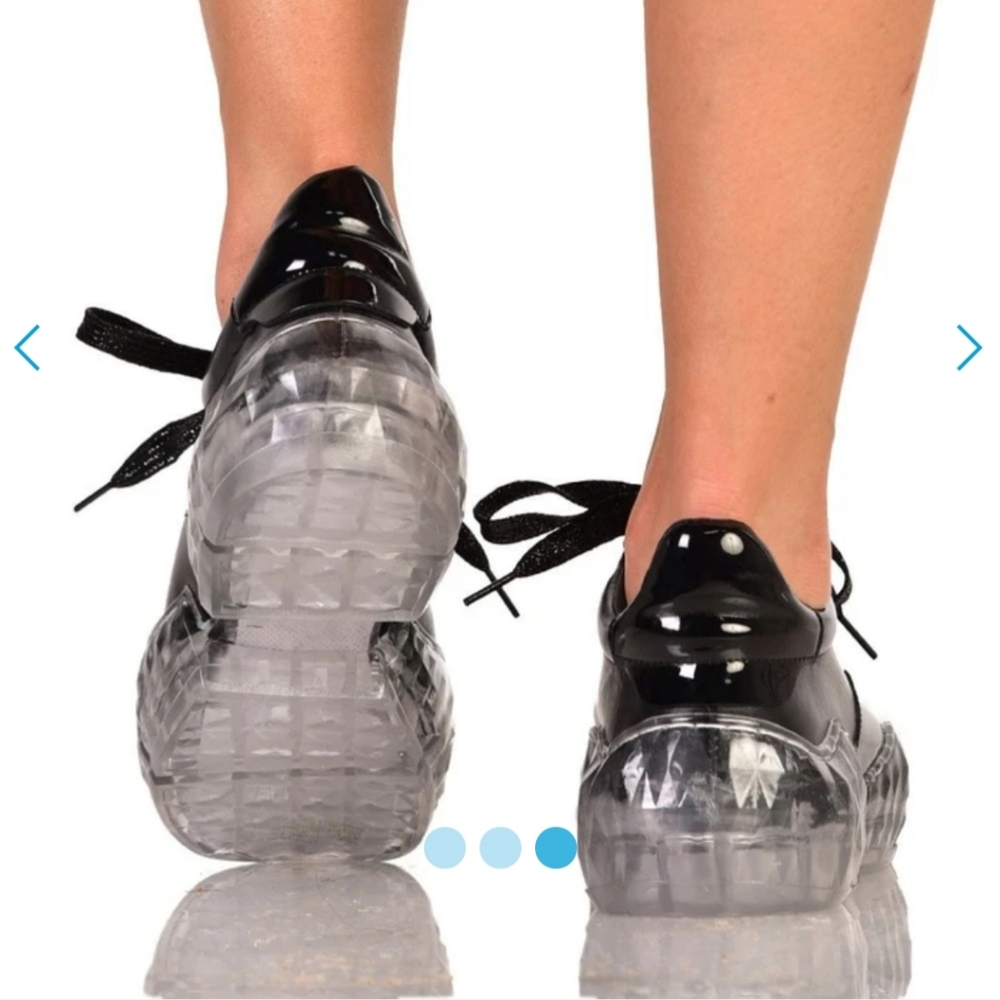 Black Designer look Sneakers Clear thick Soles - Picture 4 of 4